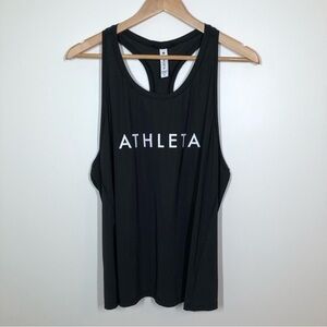 Athleta Black Racerback  Tank with Logo Size 1X‎